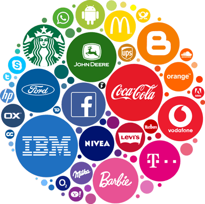 Well-known business brand logos and icons